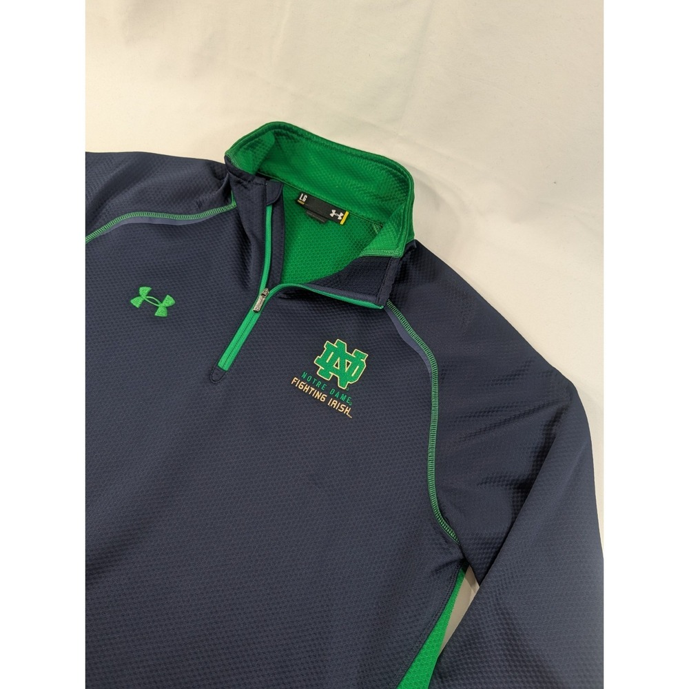 Under Armour Notre Dame‎ Fighting Irish Blue Green Textured 1/4 Zip Mens Large